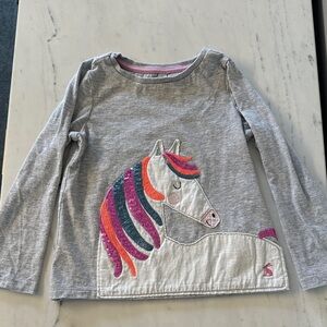 Joules Gray Kids Unicorn with Sequins Long Sleeve Shirt